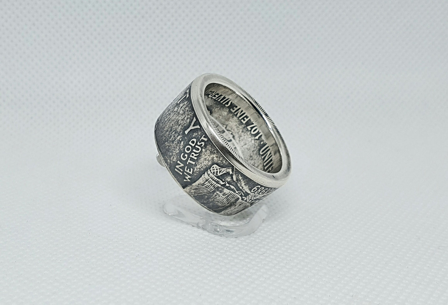 Bague pièce de monnaie 1 Dollar "American Silver Eagle" des Etats-Unis en argent (coin ring)