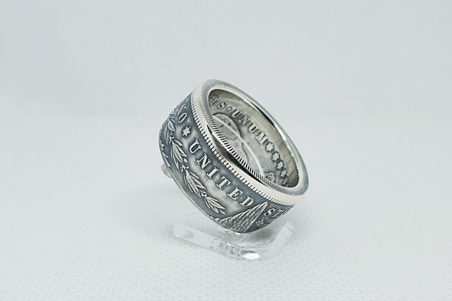 Bague pièce de monnaie 1 Dollar Morgan des Etats-Unis en argent (coin ring)