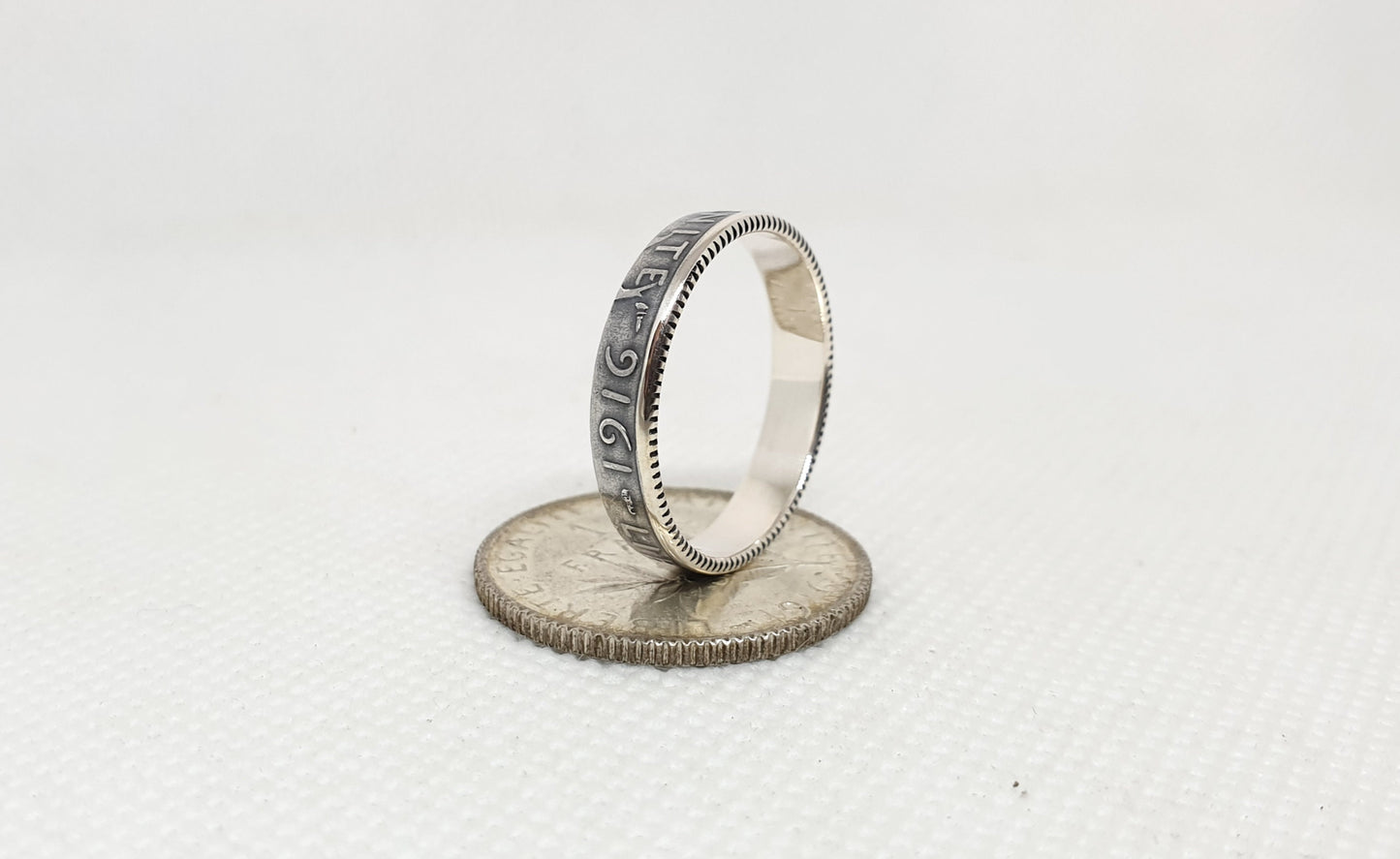 Bague pièce de monnaie 1 Franc Semeuse en argent style alliance (coin ring)