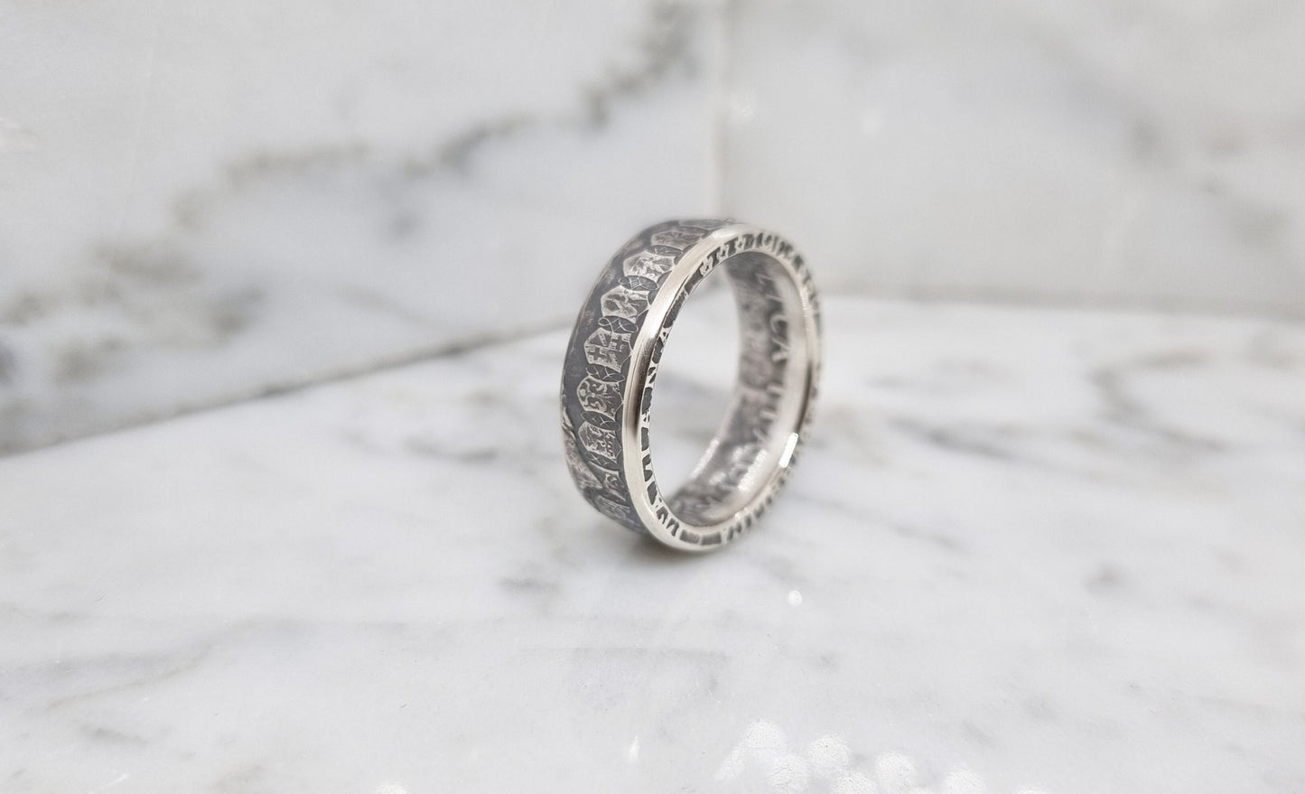 Bague pièce de monnaie 500 Lires d’Italie en argent (coin ring)