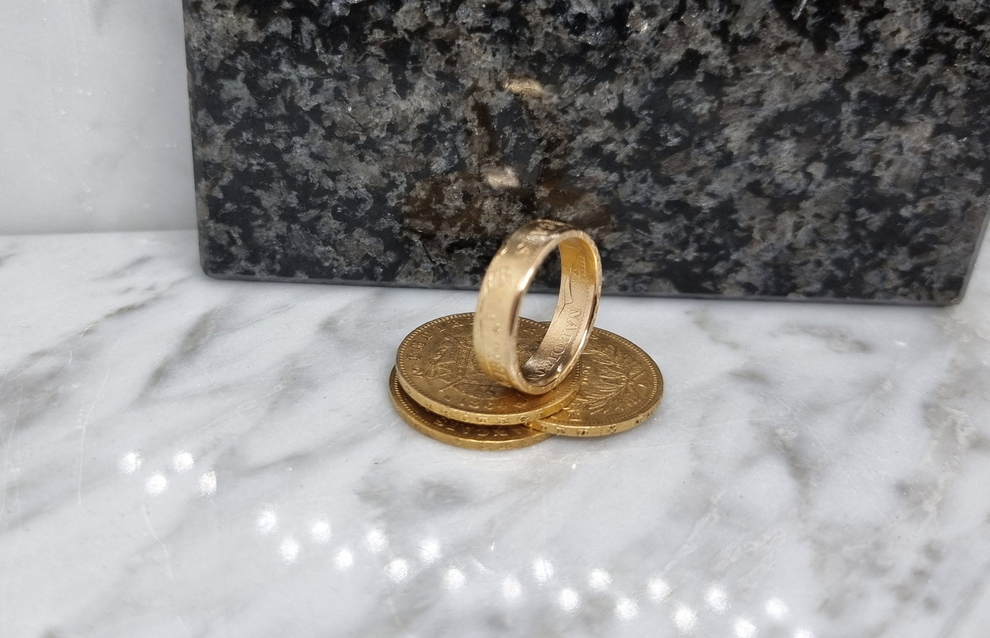 Bague pièce de monnaie 20 Francs Napoléon III en or (coin ring gold)