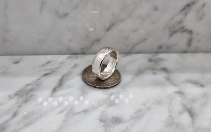 Bague pièce de monnaie 1 Franc Semeuse en argent style alliance avec gravure (coin ring)