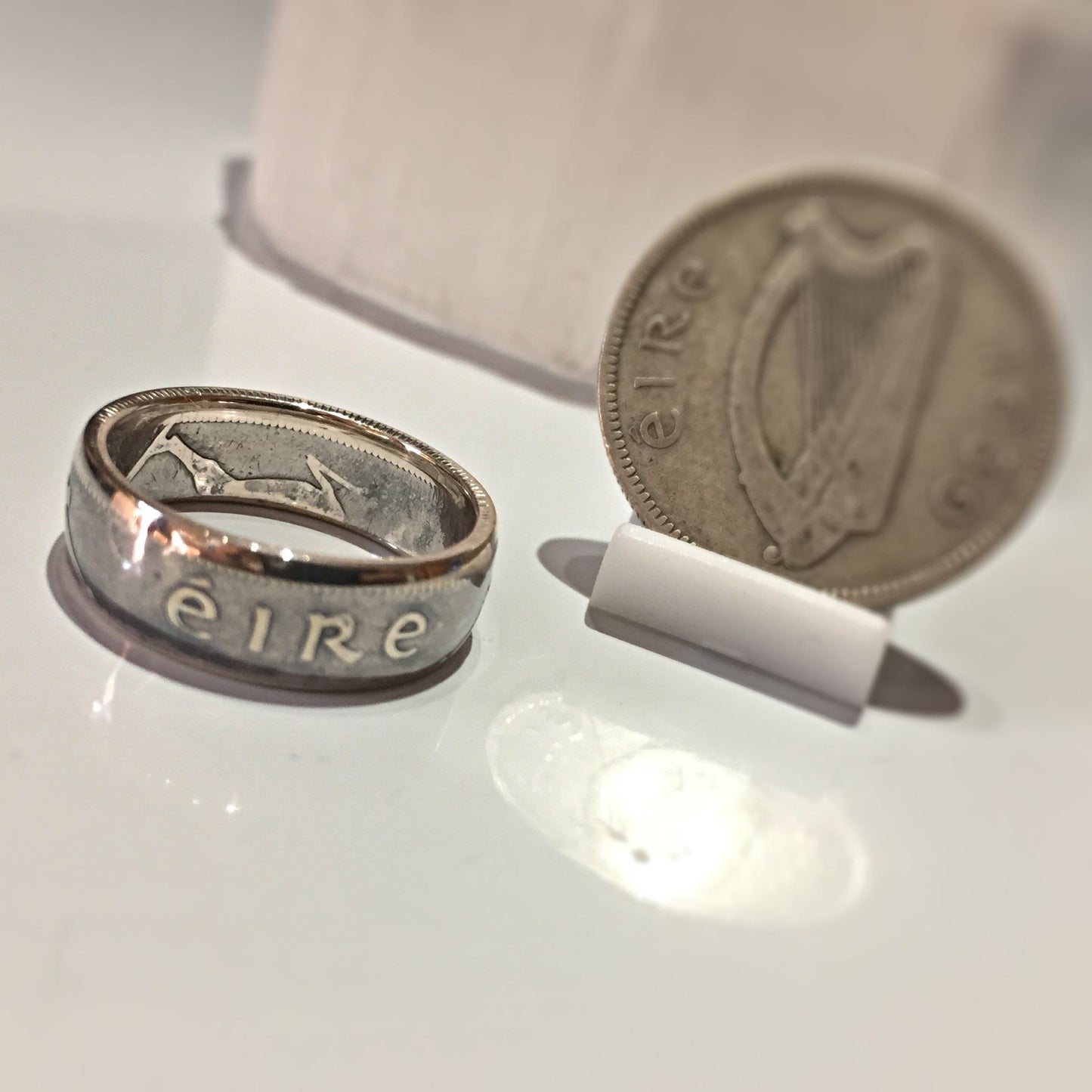 Bague pièce de monnaie 1 Shilling d’Irlande en argent (coin ring)