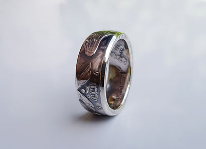 Bague pièce de monnaie 30 Drachmes de Grèce en argent (coin ring)