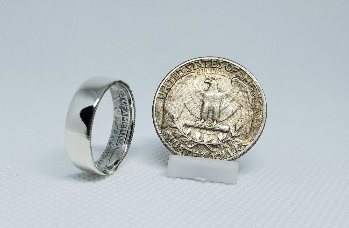 Bague pièce de monnaie 1/4 Dollar "Washington Quarter" des Etats-Unis en argent (coin ring)