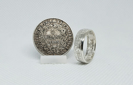 Bague pièce de monnaie 1 Franc Cérès en argent (coin ring)