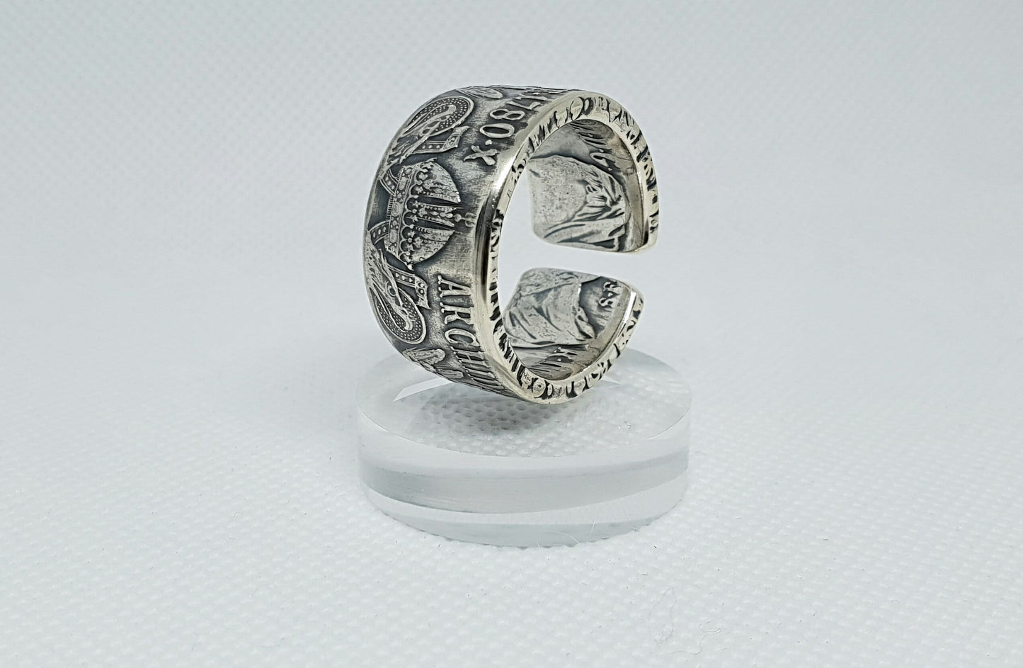 Bague pièce de monnaie 1 Thaler Marie Thérèse d'Autriche refrappée en argent (coin ring)