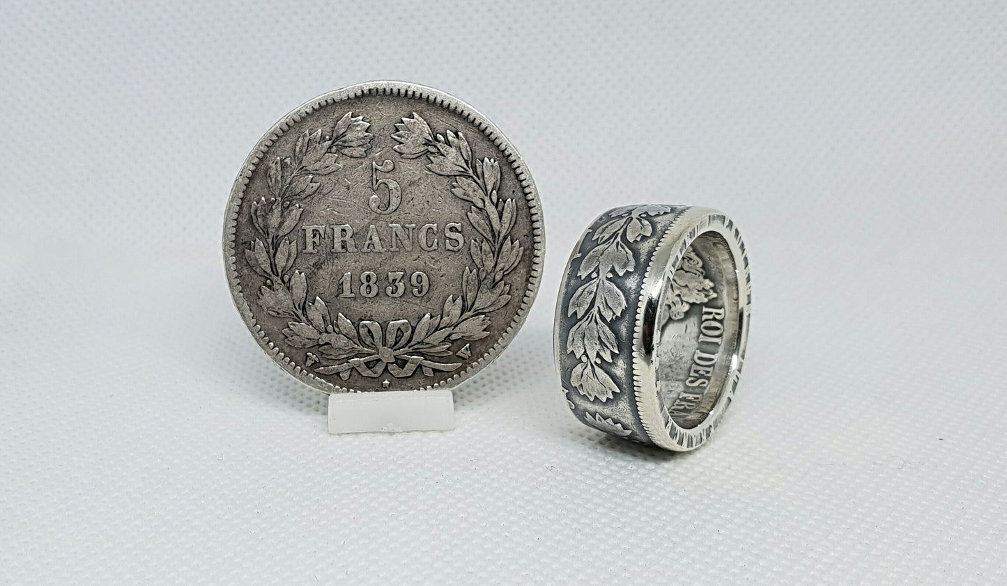 Bague pièce de monnaie 5 Francs Louis Philippe en argent (coin ring)