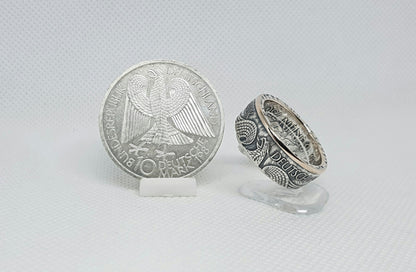 Bague pièce de monnaie 10 Deutsche Mark Berlin d'Allemagne (coin ring)