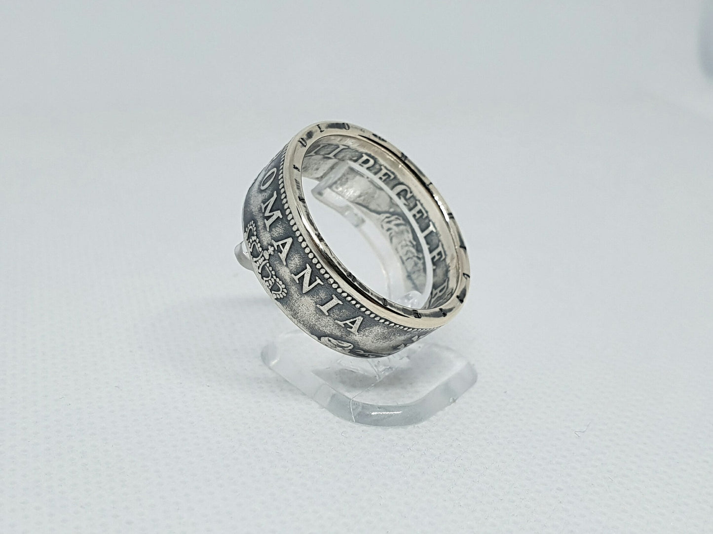 Bague pièce de monnaie 500 Lei Roumanie en argent (coin ring)