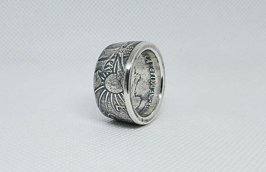 Bague pièce de monnaie 1 Dollar "American Silver Eagle" des Etats-Unis en argent (coin ring)