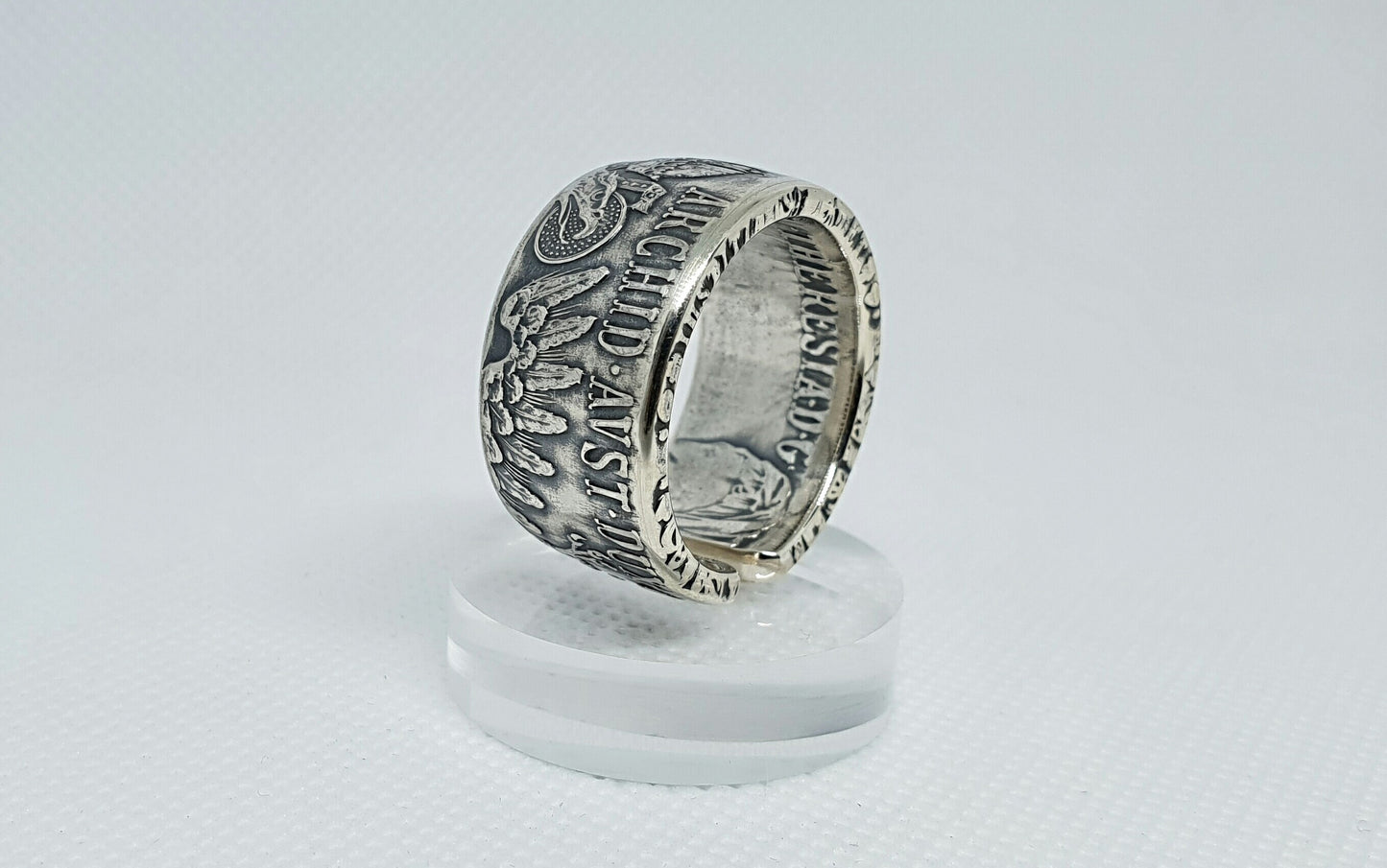 Bague pièce de monnaie 1 Thaler Marie Thérèse d'Autriche refrappée en argent (coin ring)