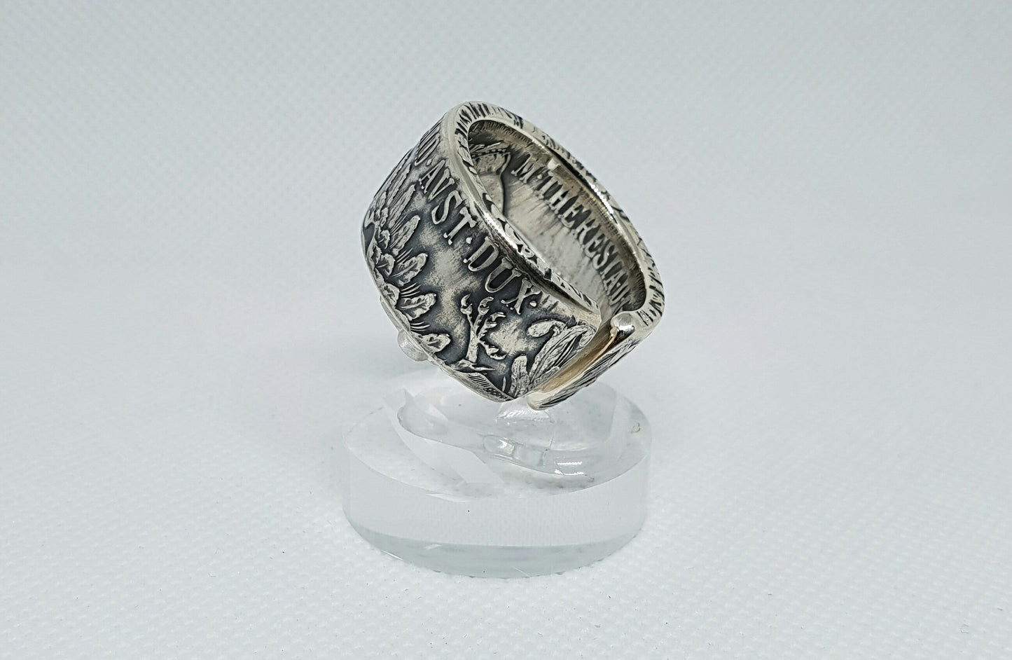 Bague pièce de monnaie 1 Thaler Marie Thérèse d'Autriche refrappée en argent (coin ring)