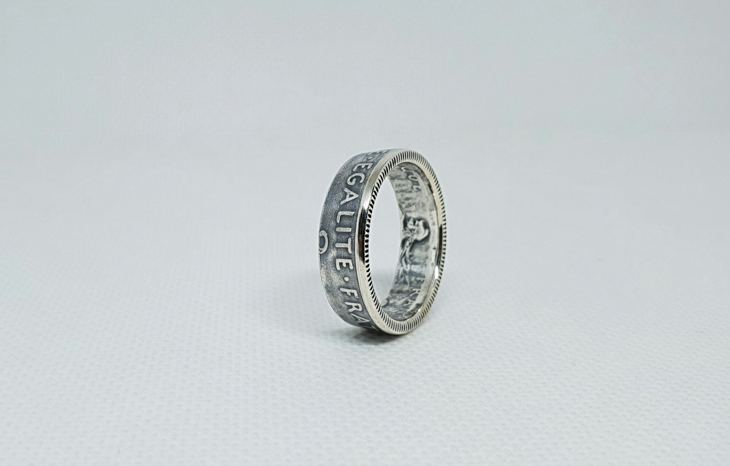 Bague pièce de monnaie 2 Francs Semeuse en argent (coin ring)