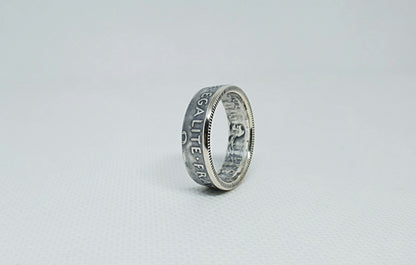 Bague pièce de monnaie 2 Francs Semeuse en argent (coin ring)