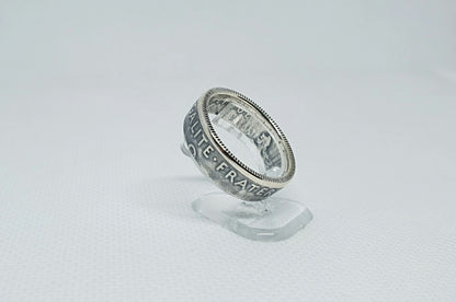 Bague pièce de monnaie 2 Francs Semeuse en argent (coin ring)