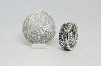 Bague pièce de monnaie 10 Deutsche Mark Berlin d'Allemagne (coin ring)