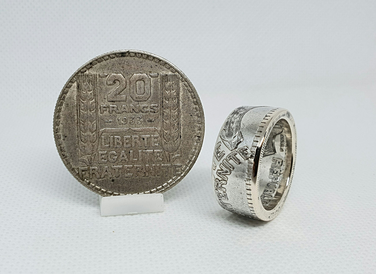 Bague pièce de monnaie 20 Francs Turin en argent (coin ring)