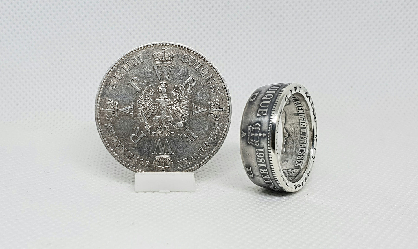 Bague pièce de monnaie 1 Thaler Prusse en argent (coin ring)