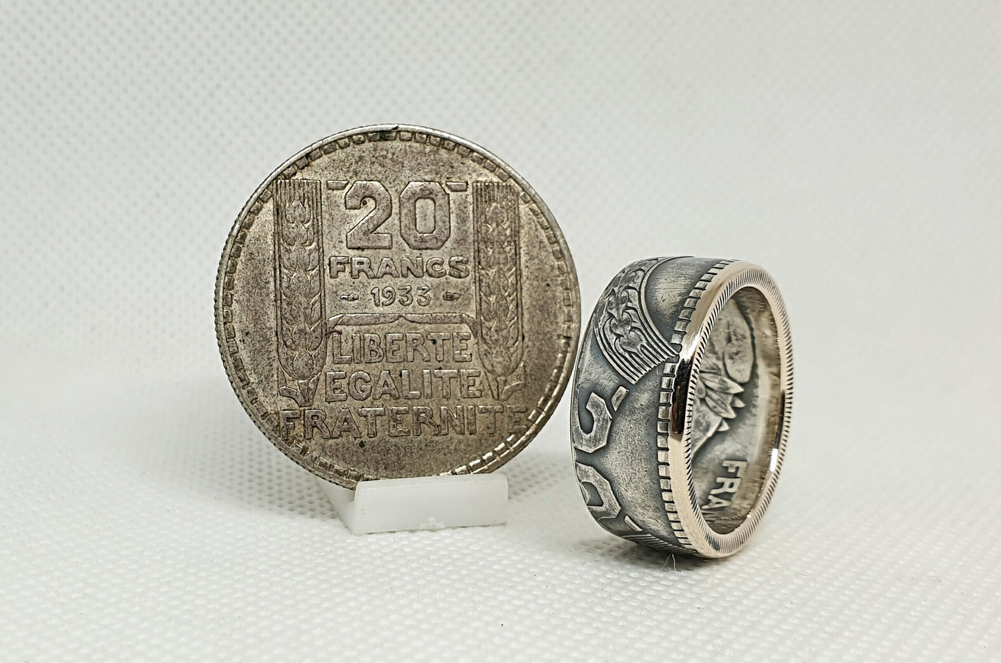 Bague pièce de monnaie 20 Francs Turin en argent (coin ring)