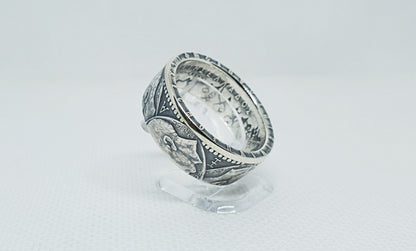 Bague pièce de monnaie 30 Drachmai de Grèce en argent (coin ring)