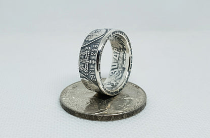 Bague pièce de monnaie 30 Drachmai de Grèce en argent (coin ring)