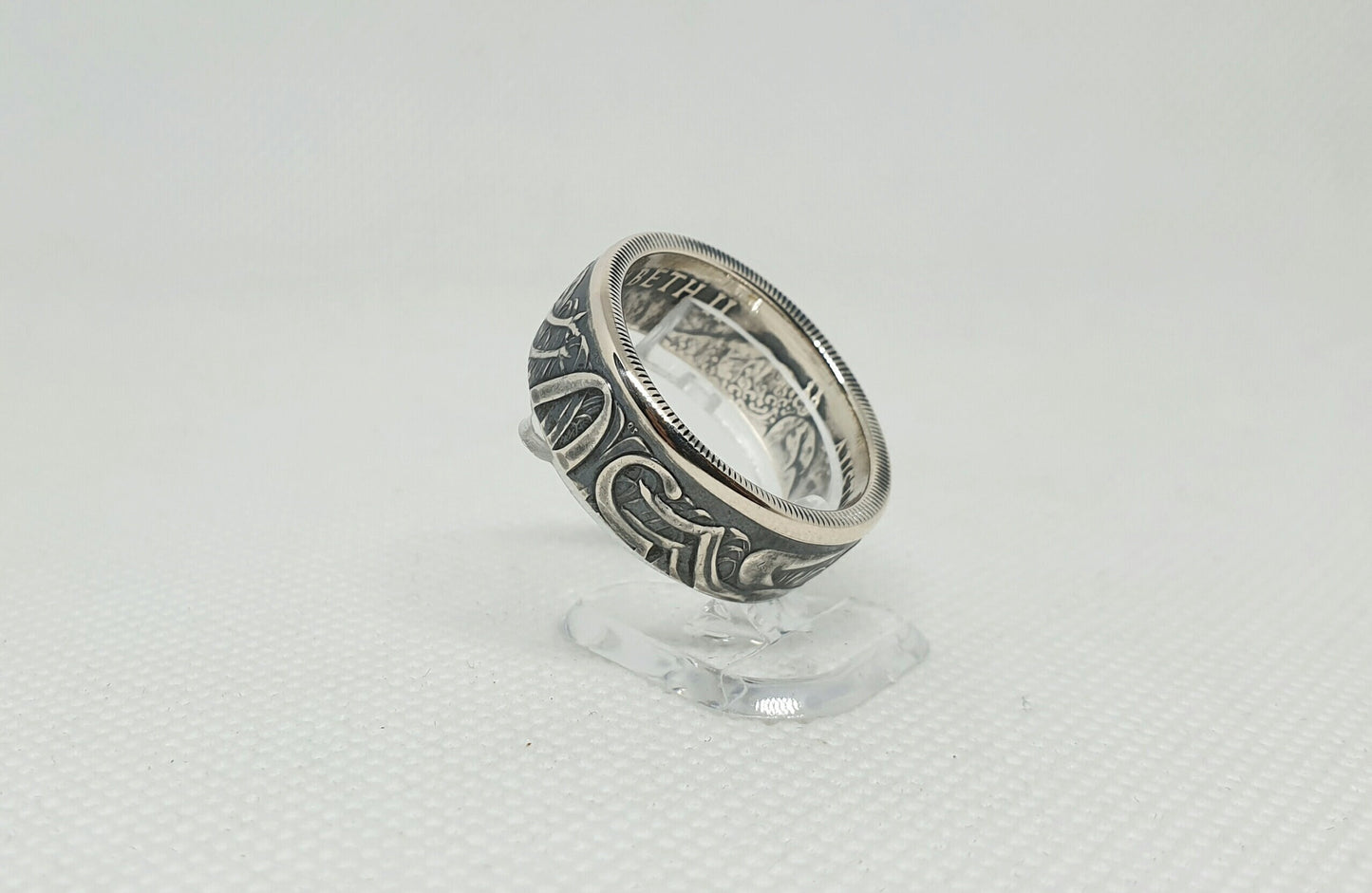 Bague pièce de monnaie 50 Cent d'Australie en argent (coin ring)