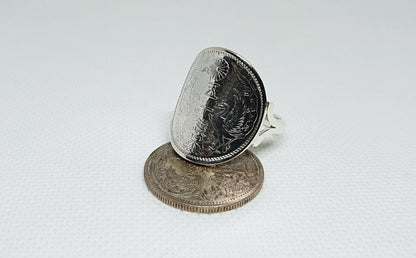 Bague pièce de monnaie 50 Sen du Japon cintrée en argent