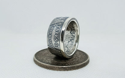 Bague pièce de monnaie 1 Dollar Morgan des Etats-Unis en argent (coin ring)