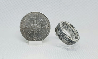 Bague pièce de monnaie 1 Thaler Prusse en argent (coin ring)