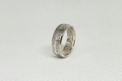 Bague pièce de monnaie 20 centimes d'Indo-Chine en argent  (coin ring)