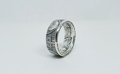 Bague pièce de monnaie 30 Drachmai de Grèce en argent (coin ring)