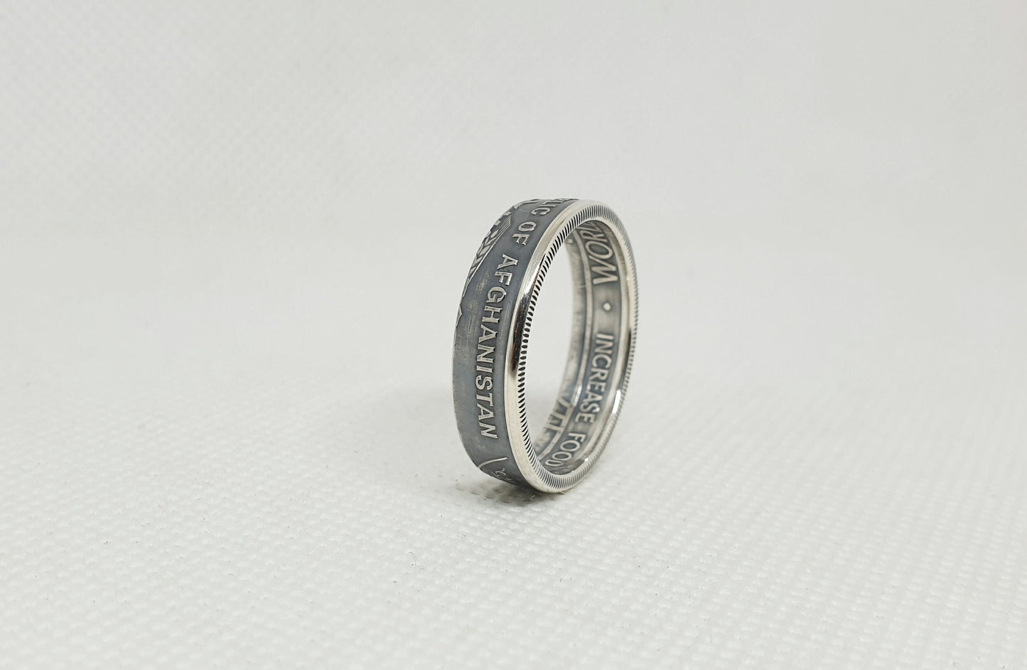 Bague pièce de monnaie 500 Francs Afghanis en argent (coin ring)