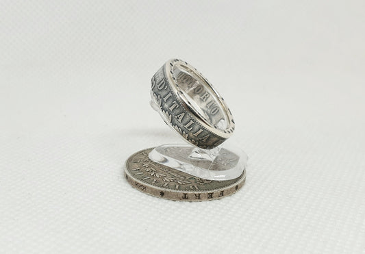 Bague pièce de monnaie 2 Lires d'Italie en argent (coin ring)