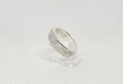 Bague pièce de monnaie 5 Francs Napoléon III visible en argent style alliance avec gravure (coin ring)