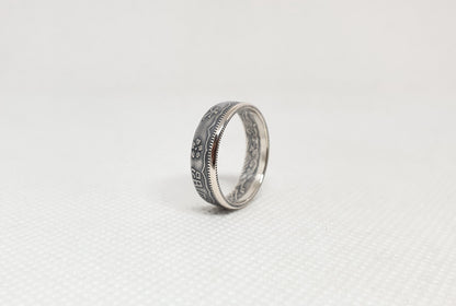 Bague pièce de monnaie 50 Sen du Japon en argent (coin ring)