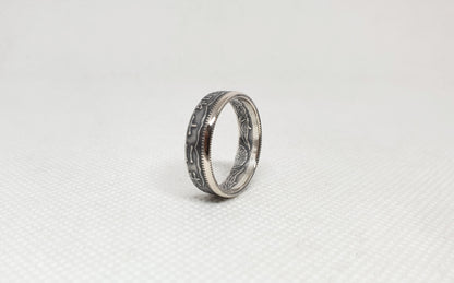 Bague pièce de monnaie 50 Sen du Japon en argent (coin ring)