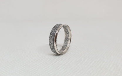 Bague pièce de monnaie 50 Sen du Japon en argent (coin ring)