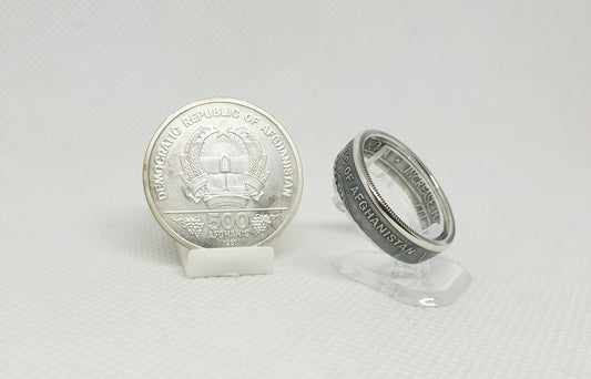 Bague pièce de monnaie 500 Francs Afghanis en argent (coin ring)