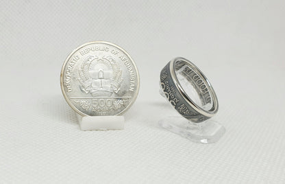 Bague pièce de monnaie 500 Francs Afghanis en argent (coin ring)