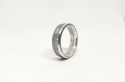 Bague pièce de monnaie 2 Lires de Malte en argent (coin ring)