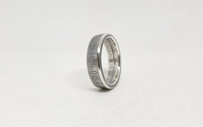 Bague pièce de monnaie 2 Lires de Malte en argent (coin ring)