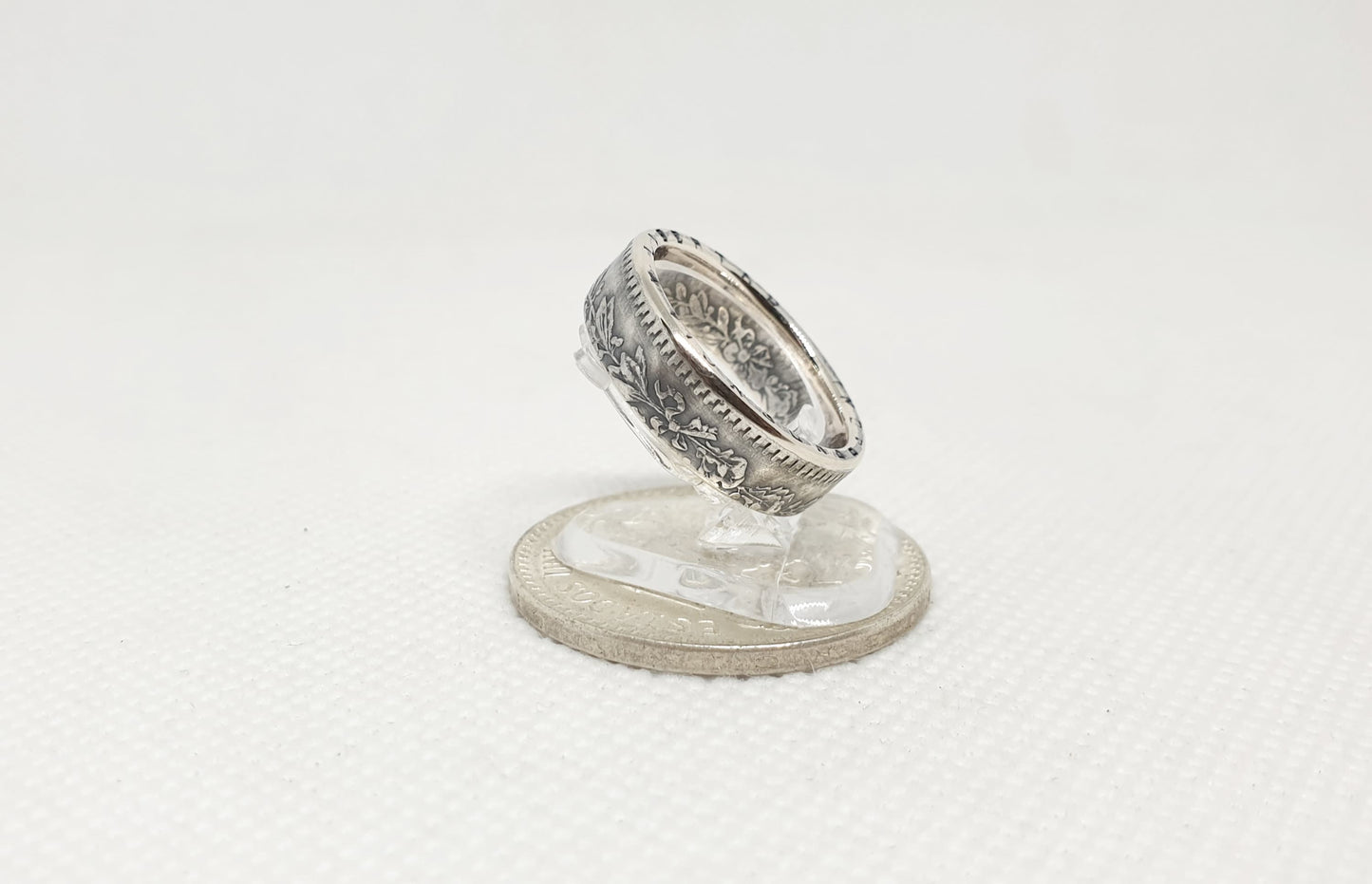 Bague pièce de monnaie 50 Centavos du Mexique en argent (coin ring)