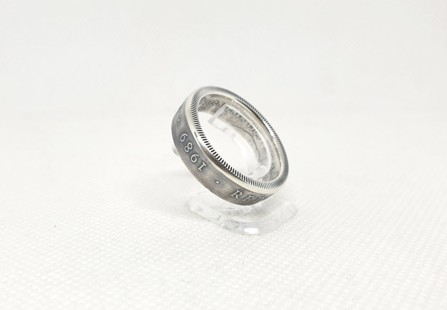 Bague pièce de monnaie 2 Lires de Malte en argent (coin ring)