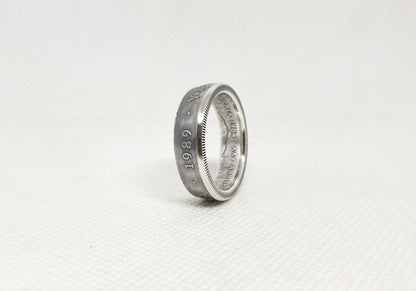 Bague pièce de monnaie 2 Lires de Malte en argent (coin ring)