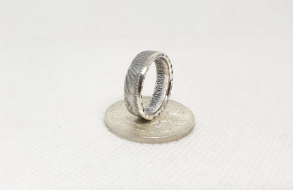 Bague pièce de monnaie 50 Centavos du Mexique en argent (coin ring)