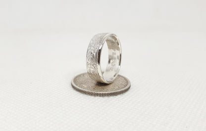 Bague pièce de monnaie 1 Rupee d'Inde en argent (coin ring)