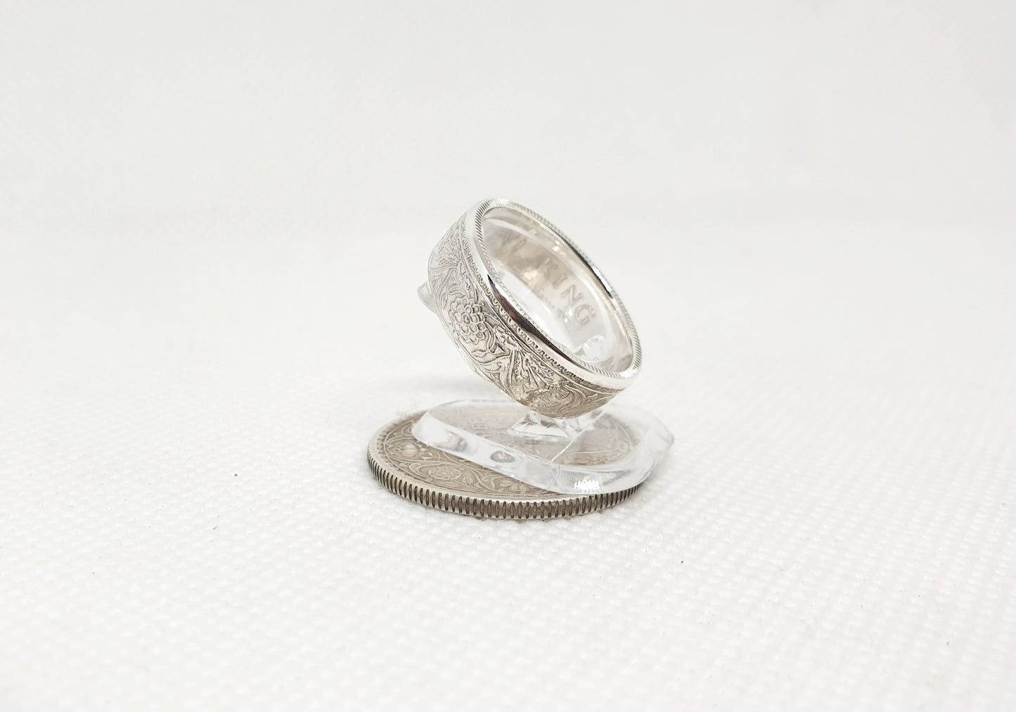 Bague pièce de monnaie 1 Rupee d'Inde en argent (coin ring)