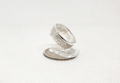 Bague pièce de monnaie 1 Rupee d'Inde en argent (coin ring)