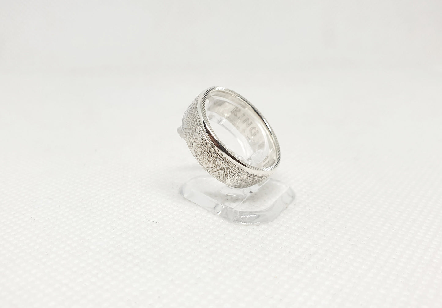 Bague pièce de monnaie 1 Rupee d'Inde en argent (coin ring)